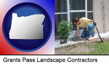 a landscape contractor working on a landscaping project in Grants Pass, OR