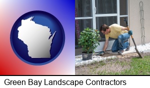 Green Bay, Wisconsin - a landscape contractor working on a landscaping project