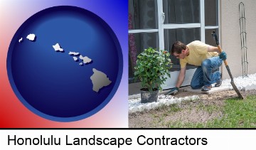 a landscape contractor working on a landscaping project in Honolulu, HI