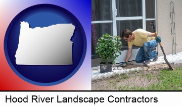 a landscape contractor working on a landscaping project in Hood River, OR