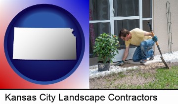 a landscape contractor working on a landscaping project in Kansas City, KS