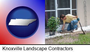 Knoxville, Tennessee - a landscape contractor working on a landscaping project