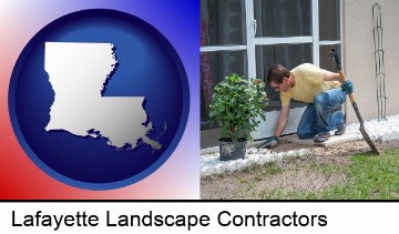 a landscape contractor working on a landscaping project in Lafayette, LA