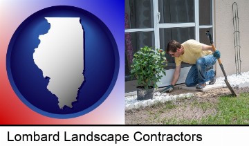 a landscape contractor working on a landscaping project in Lombard, IL