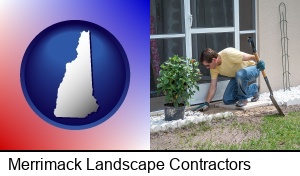 Merrimack, New Hampshire - a landscape contractor working on a landscaping project