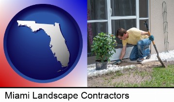 a landscape contractor working on a landscaping project in Miami, FL