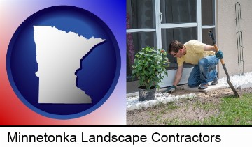 a landscape contractor working on a landscaping project in Minnetonka, MN