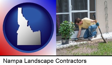 a landscape contractor working on a landscaping project in Nampa, ID