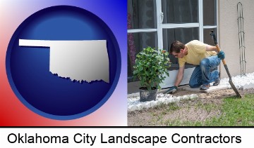 a landscape contractor working on a landscaping project in Oklahoma City, OK