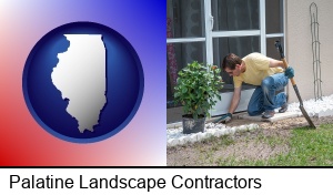 Palatine, Illinois - a landscape contractor working on a landscaping project