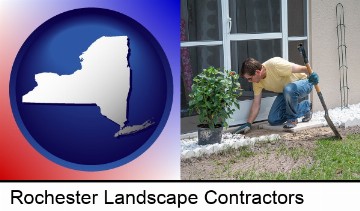 a landscape contractor working on a landscaping project in Rochester, NY