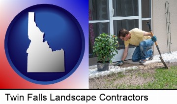 a landscape contractor working on a landscaping project in Twin Falls, ID