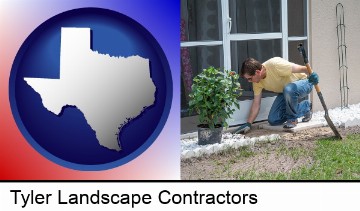 a landscape contractor working on a landscaping project in Tyler, TX