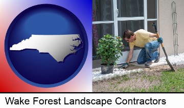 a landscape contractor working on a landscaping project in Wake Forest, NC