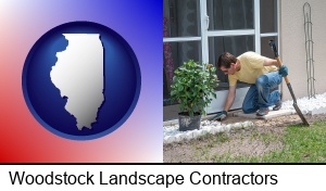 Woodstock, Illinois - a landscape contractor working on a landscaping project